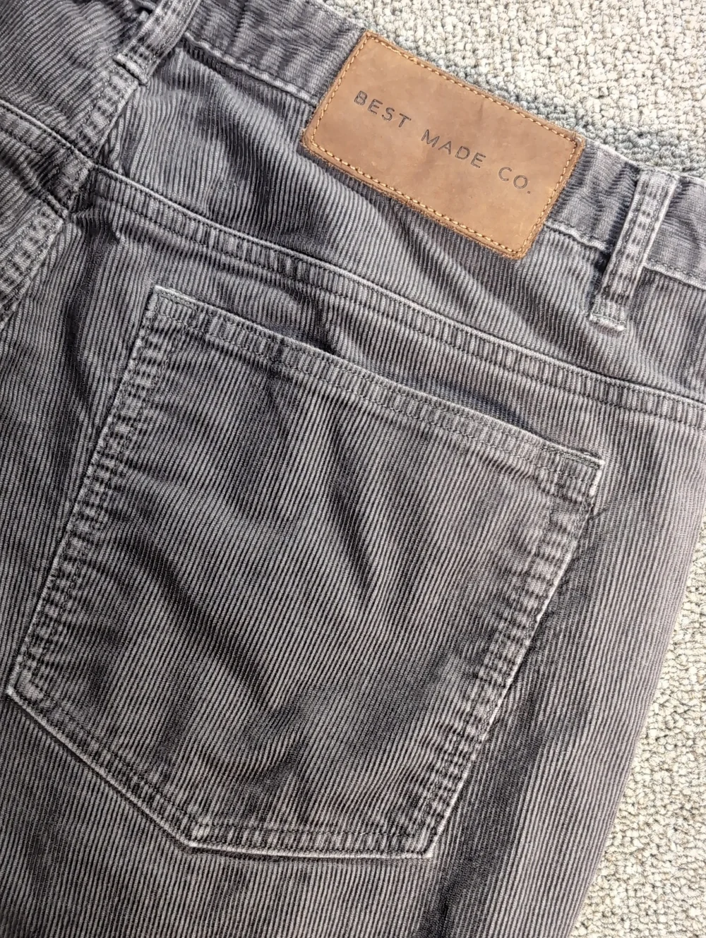 Best Made Co Fine Wale Corduroy Pants Size 36x32 Gray 100% Cotton 5 Pocket